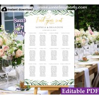 Greenery seating chart template, Gold seating chart template, (78)